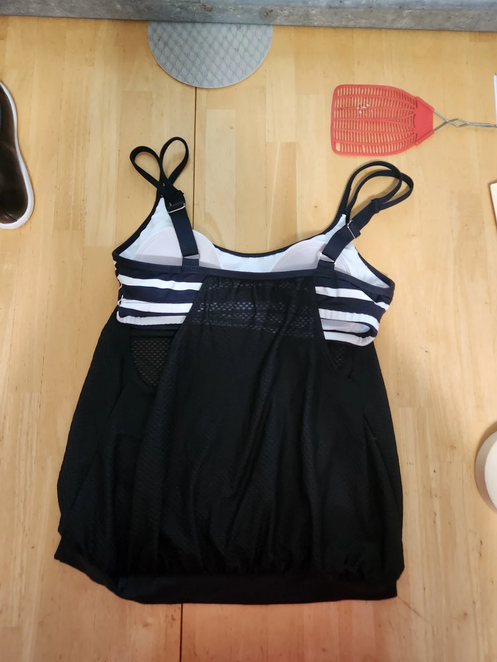 next Black & White Stripe Tankini Swim Top Women's 34B/C